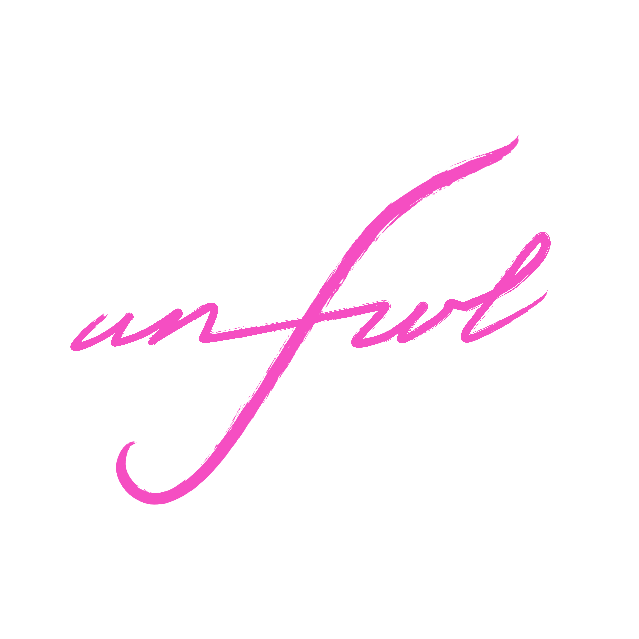 unfurl written in pink cursive with a stylised curling letter f